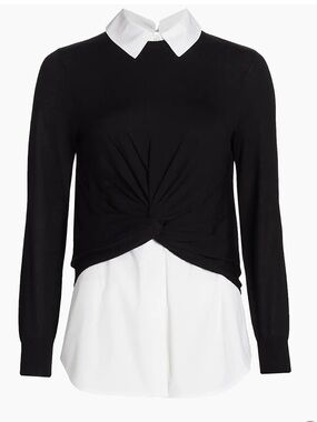 Veronica Beard Phoebe Mixed Media Top